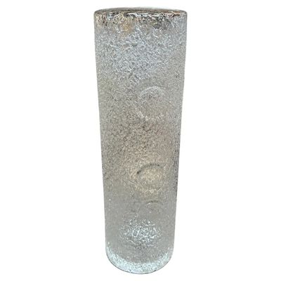 1980s Brutalist Clear Glass Cylinder Vase by Jan Gabrhel