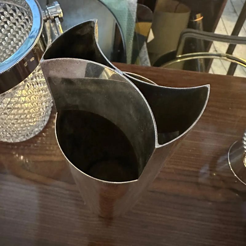 1970s Sabattini Style Minimalist Silver Plated Italian Vase