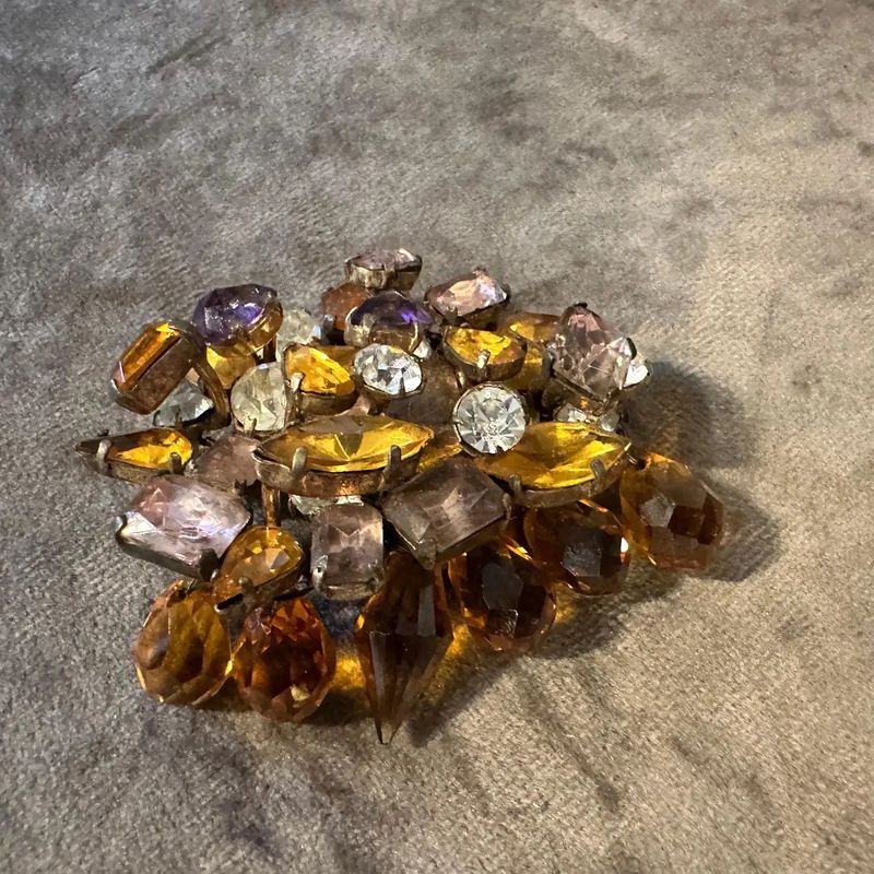 1950s Art Deco Style Vintage Costume Jewelry Italian Brooch