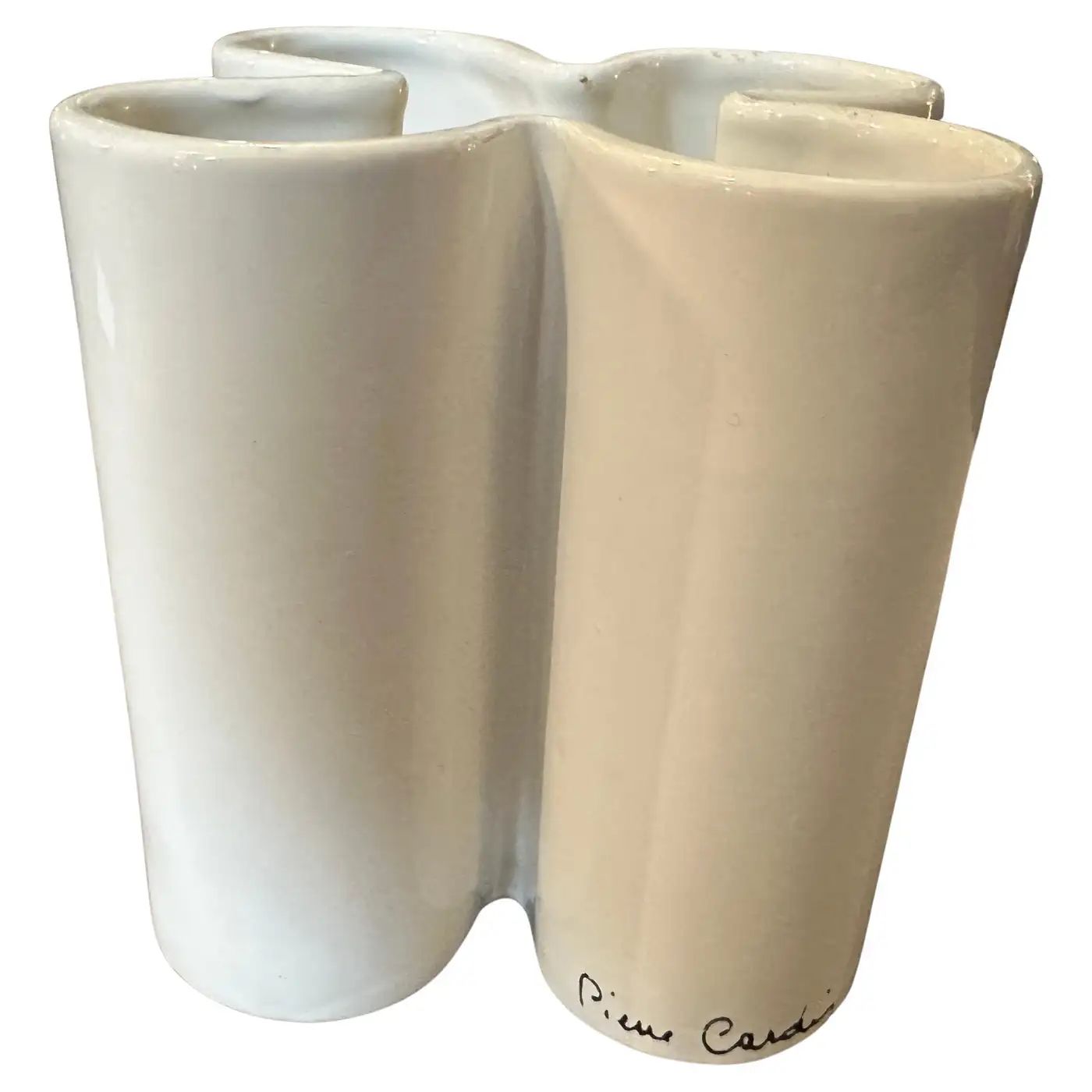 1970s Mid-Century Modern White Ceramic Vase by Pierre Cardin