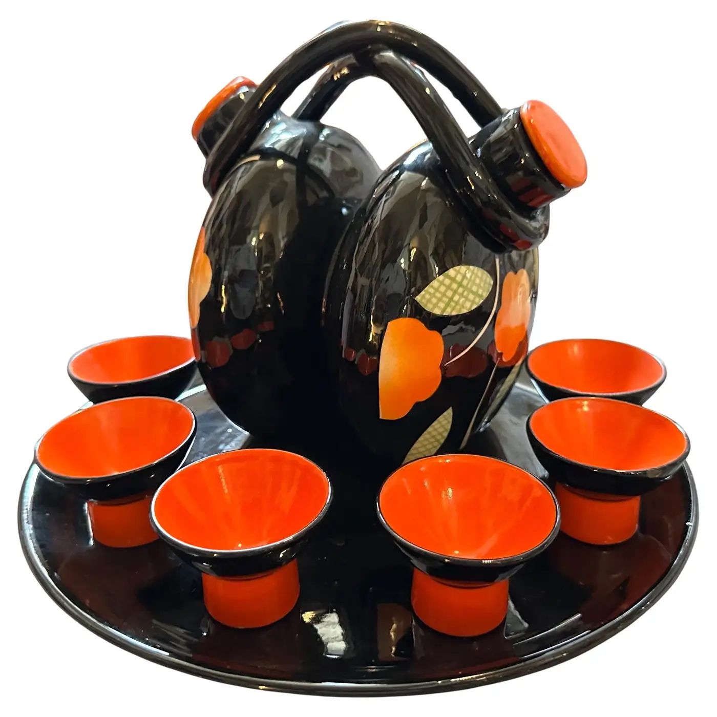 1950s Mid-Century Modern Ceramic Italian Rosolio Set by Rometti