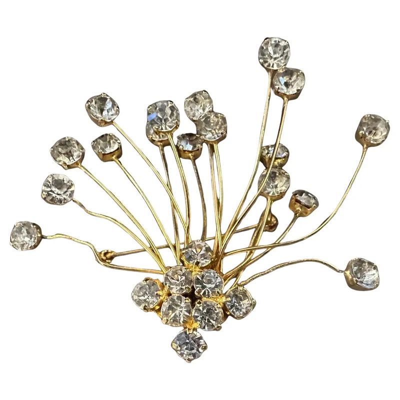 1970s Dazzling Costume Jewelry Floral Italian Brooch by 6 Donna