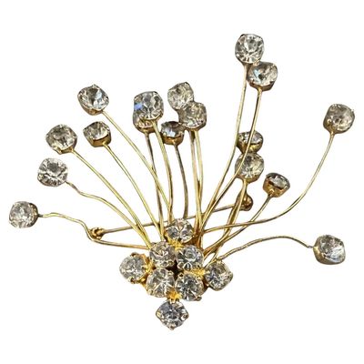 1970s Dazzling Costume Jewelry Floral Italian Brooch by 6 Donna