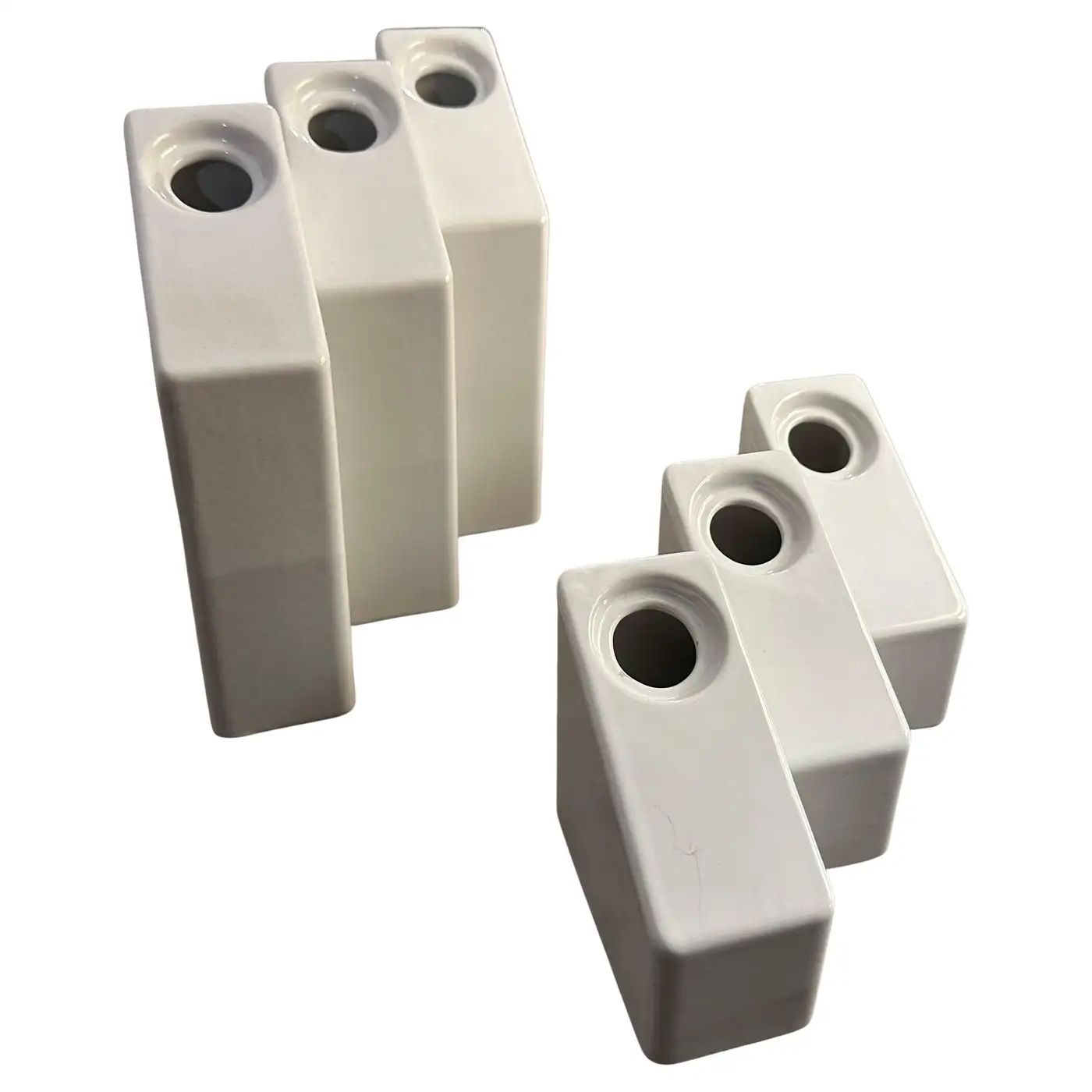 Two 1970s Modern White Ceramic Design Vases by Enzo Bicchioli for Il Picchio