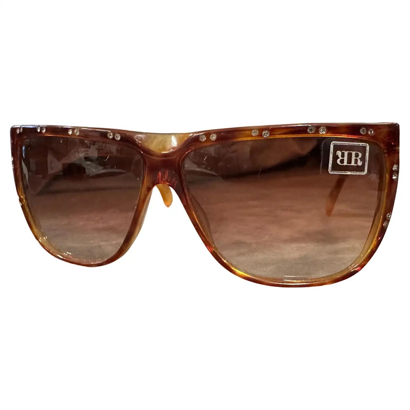 1990s High Quality Brown Acetate Jewel Sunglasses by Raffaella Curiel
