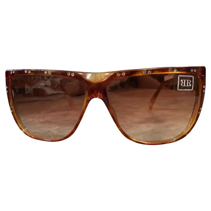 1990s High Quality Brown Acetate Jewel Sunglasses by Raffaella Curiel