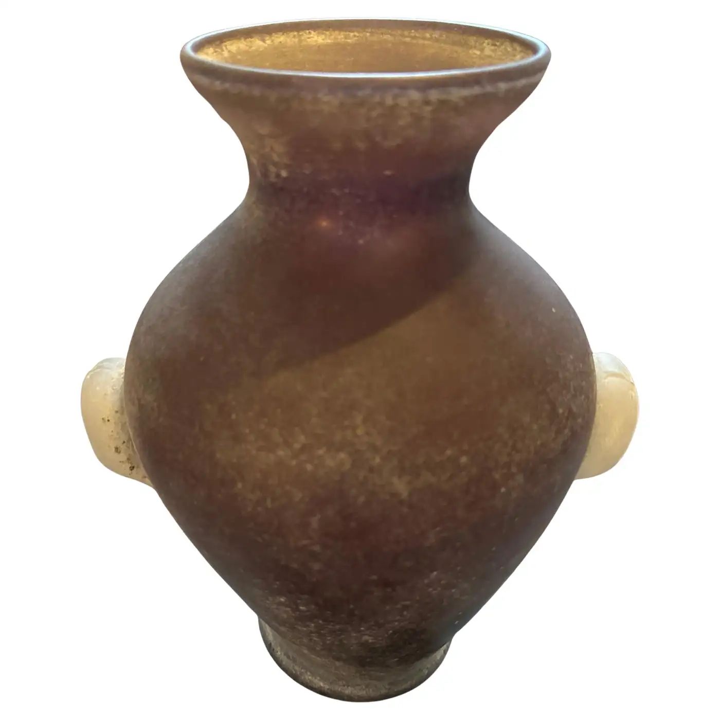 1970s Cenedese Style Modern Purple and White Scavo Murano Glass Amphora Vase