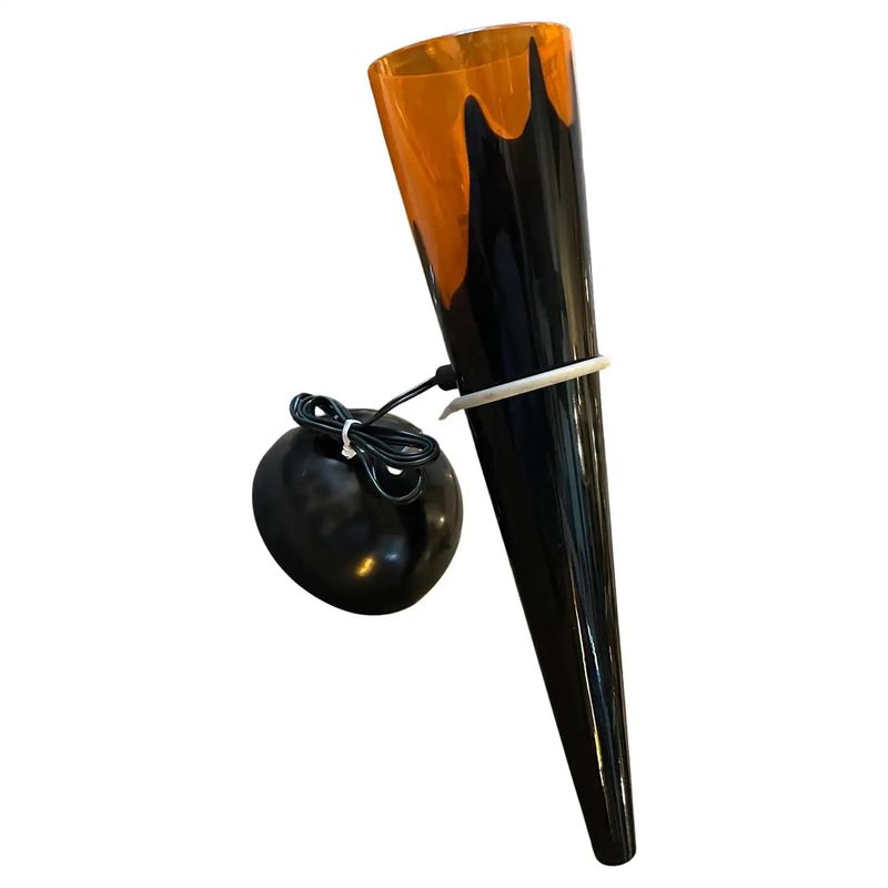 1980s Post Modern Orange and Black Murano Glass and Metal Wall Sconce by I Tre