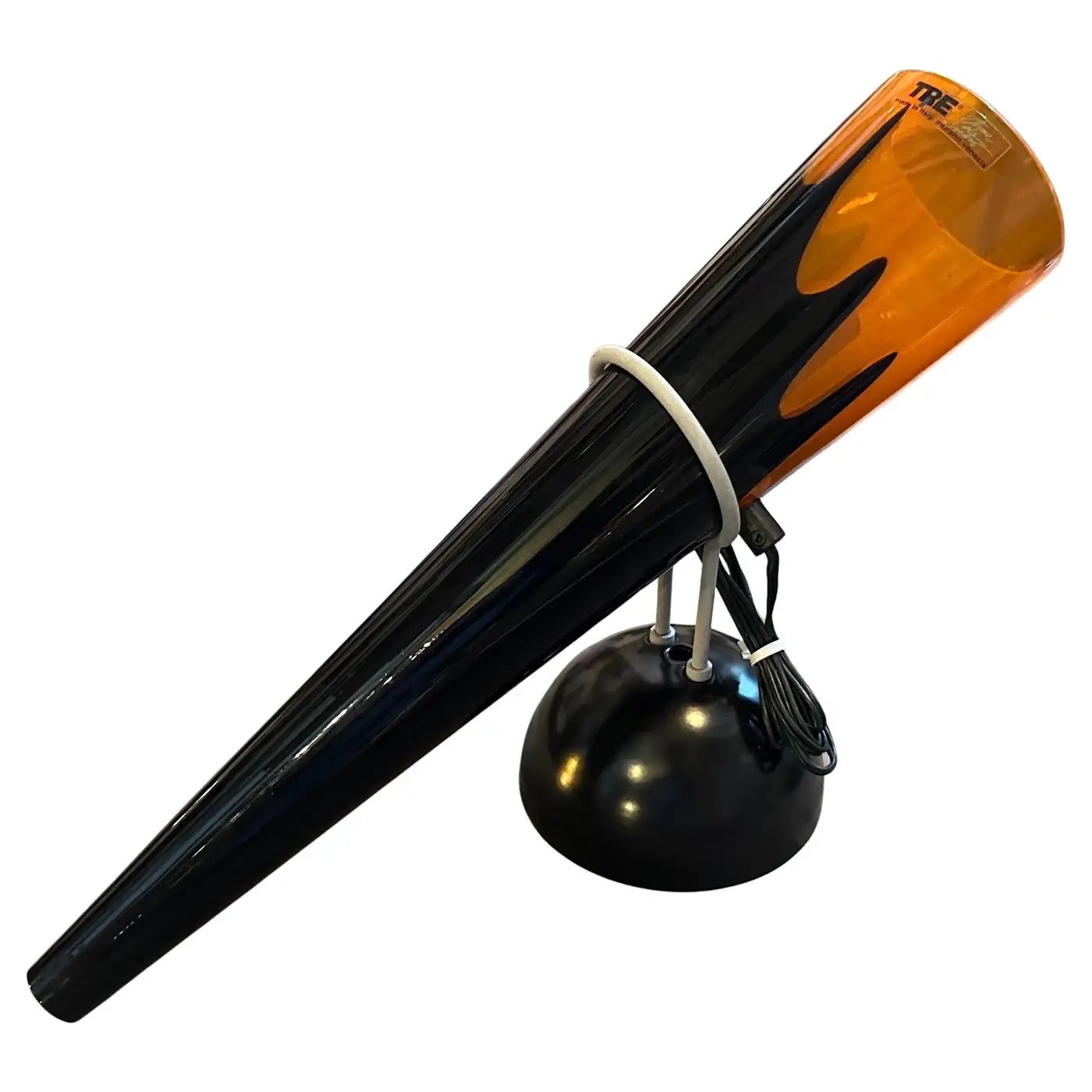 1980s Post Modern Orange and Black Murano Glass and Metal Wall Sconce by I Tre