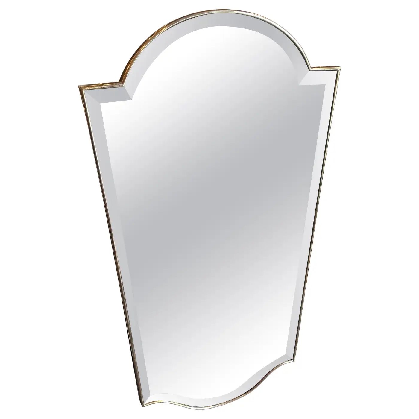 1950s Gio Ponti Style Mid-Century Modern Brass Italian Wall Mirror 1950s Gio Ponti Style Mid-Century Modern Brass Italian Wall Mirror