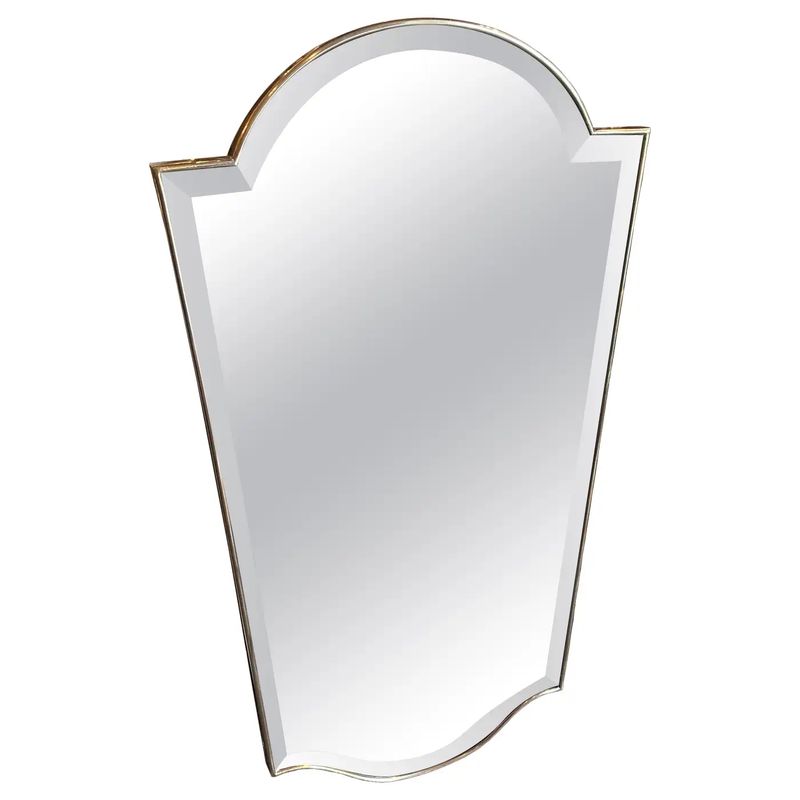 1950s Gio Ponti Style Mid-Century Modern Brass Italian Wall Mirror