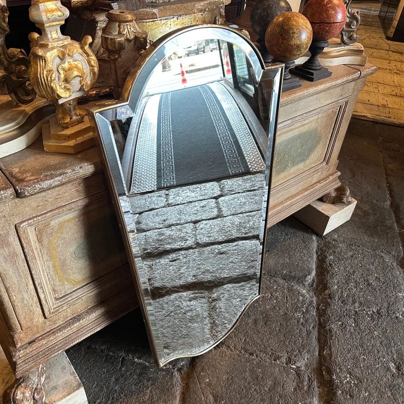 1950s Gio Ponti Style Mid-Century Modern Brass Italian Wall Mirror