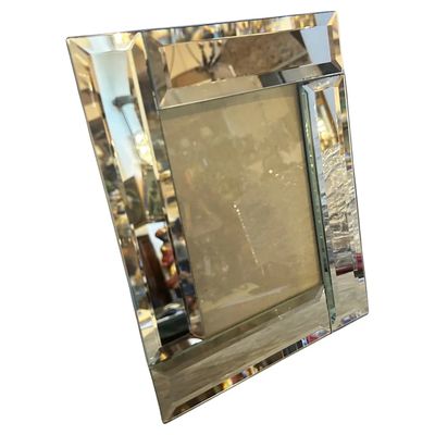 1970s Mid-century Modern Mirror and Glass Italian Picture Frame