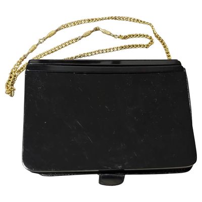 1960s Black Leather and Bakelite Italian Evening Bag