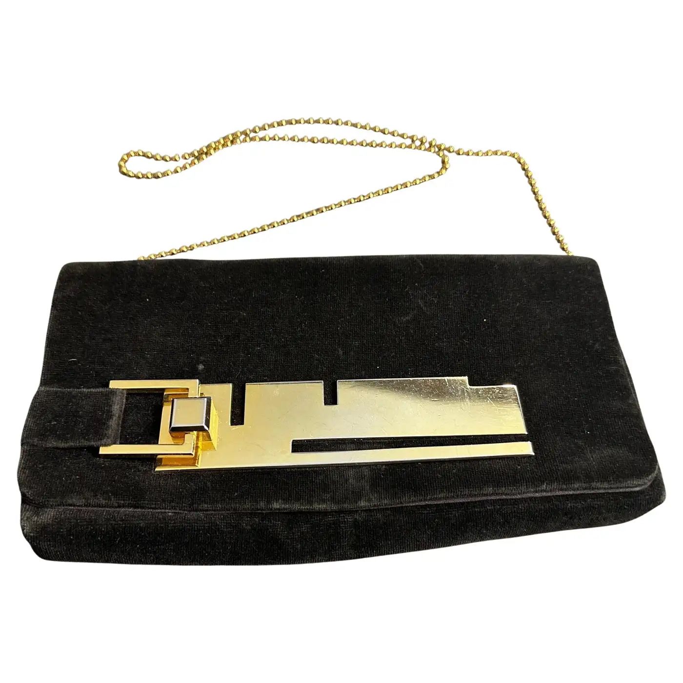1970s Brown Velvet and Brass Hardware Evening Bag