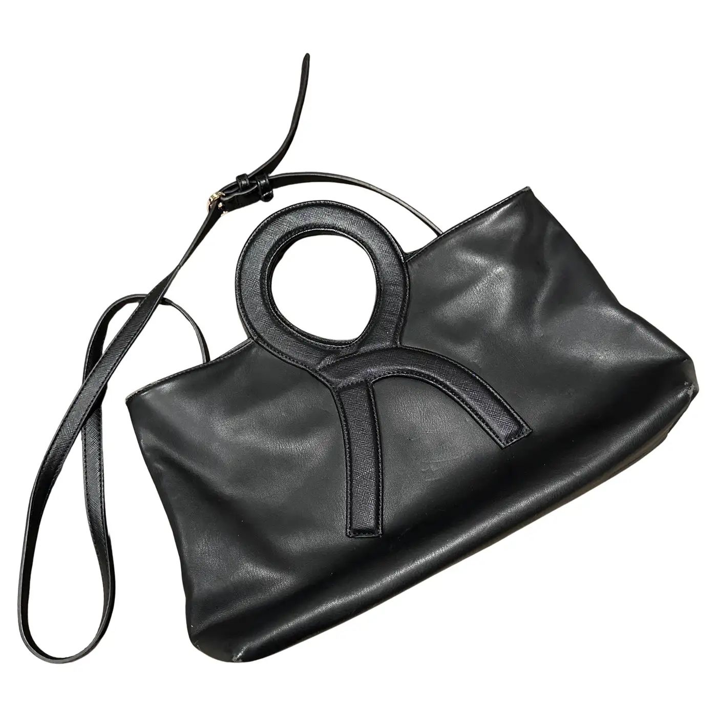 1990s Black Leather Shoulder Bag by Roberta di Camerino