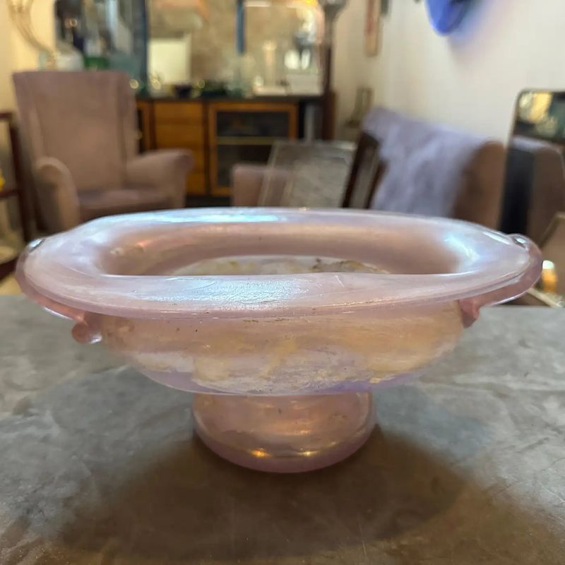 1970s Pink Scavo Murano Glass Oval Bowl by Cenedese