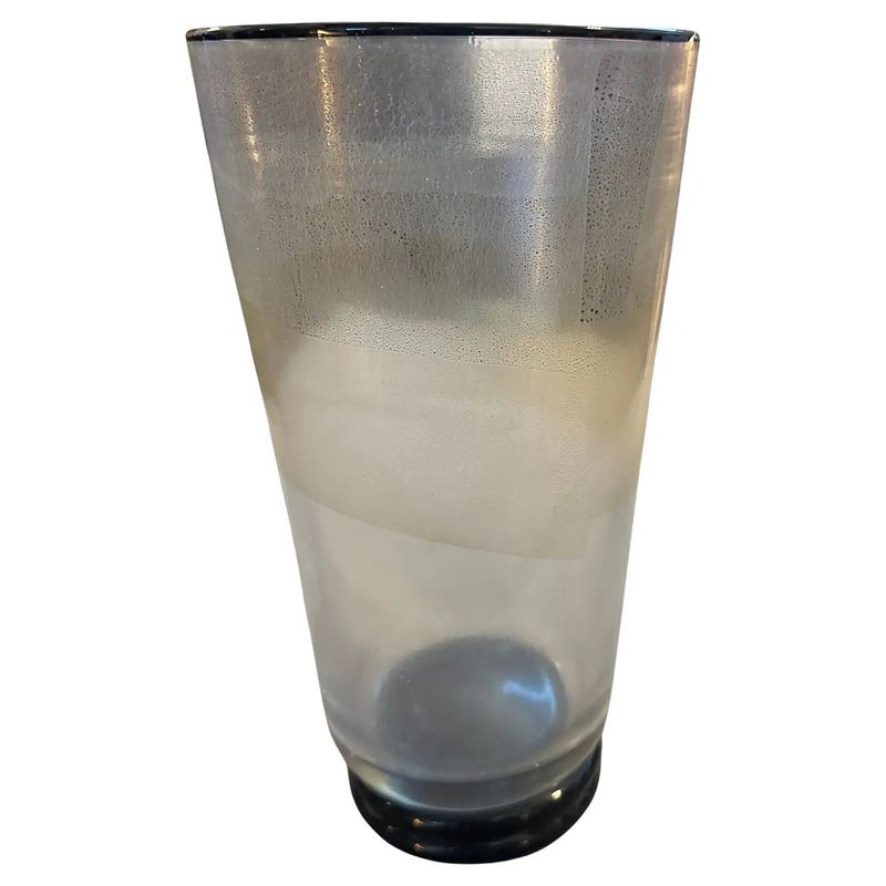 1970s Modern Black and Gold Clear Murano Glass Vase