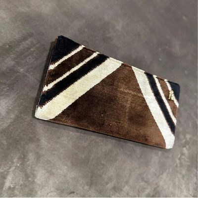 A 1980s Brown and Beige Velvet Wallet Clutch by Roberta di Camerino