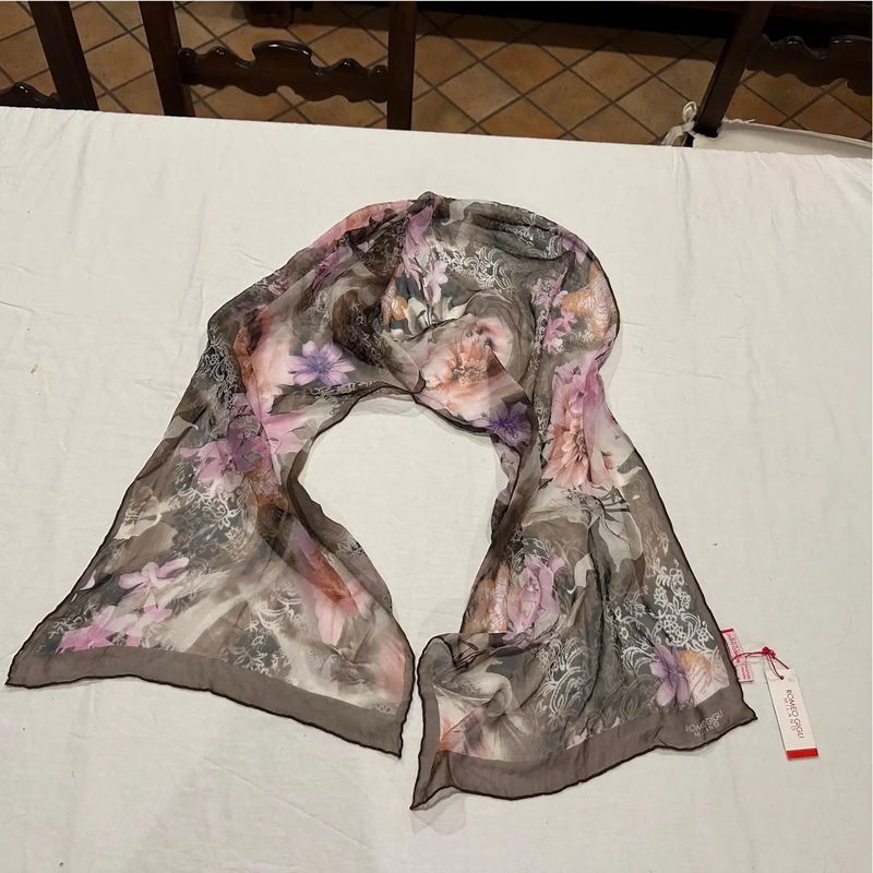 A 21st century Never Worn Flower Silk Scarf by Romeo Gigli
