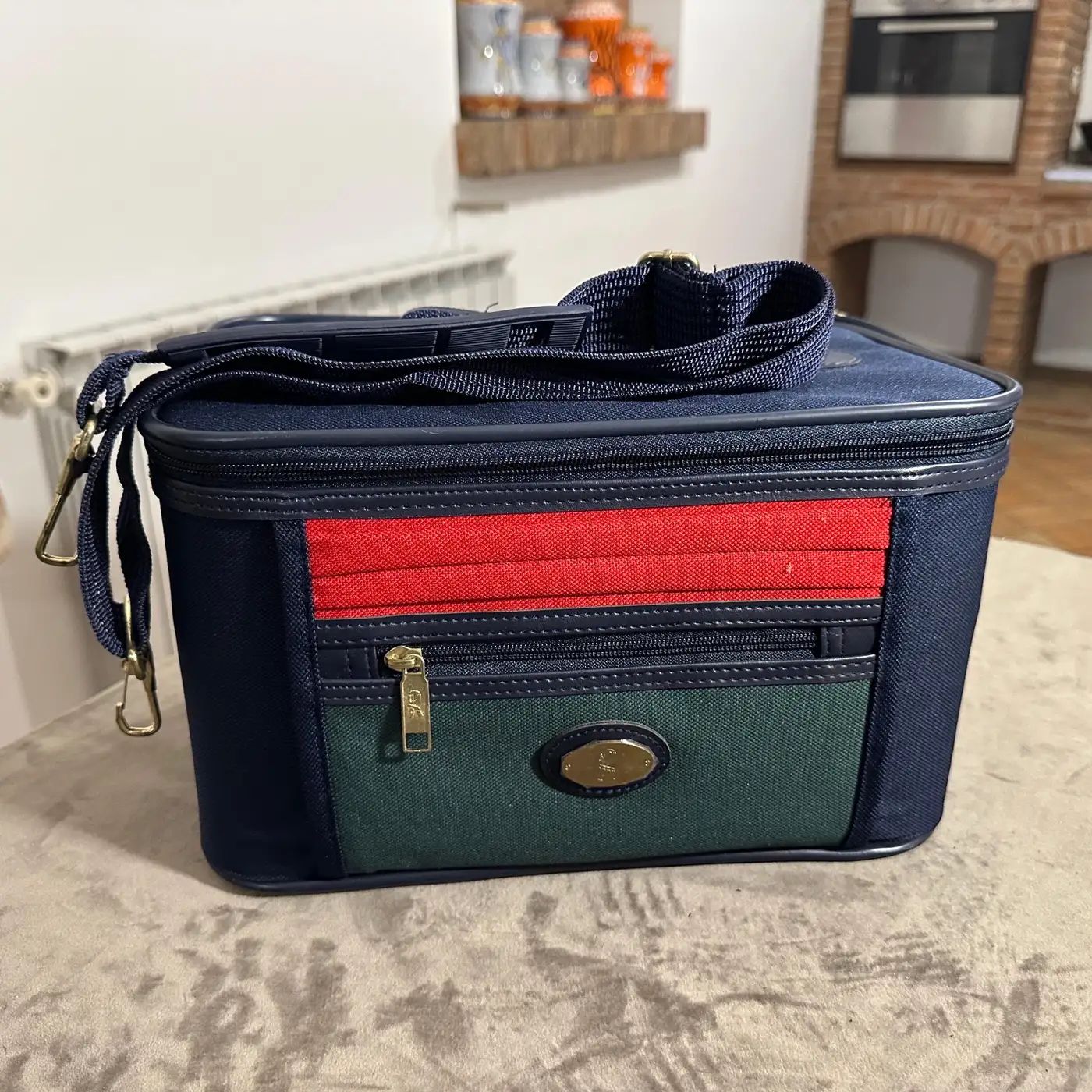 1990s Never Used Fabric and Leather Beauty Case by Roberta di Camerino