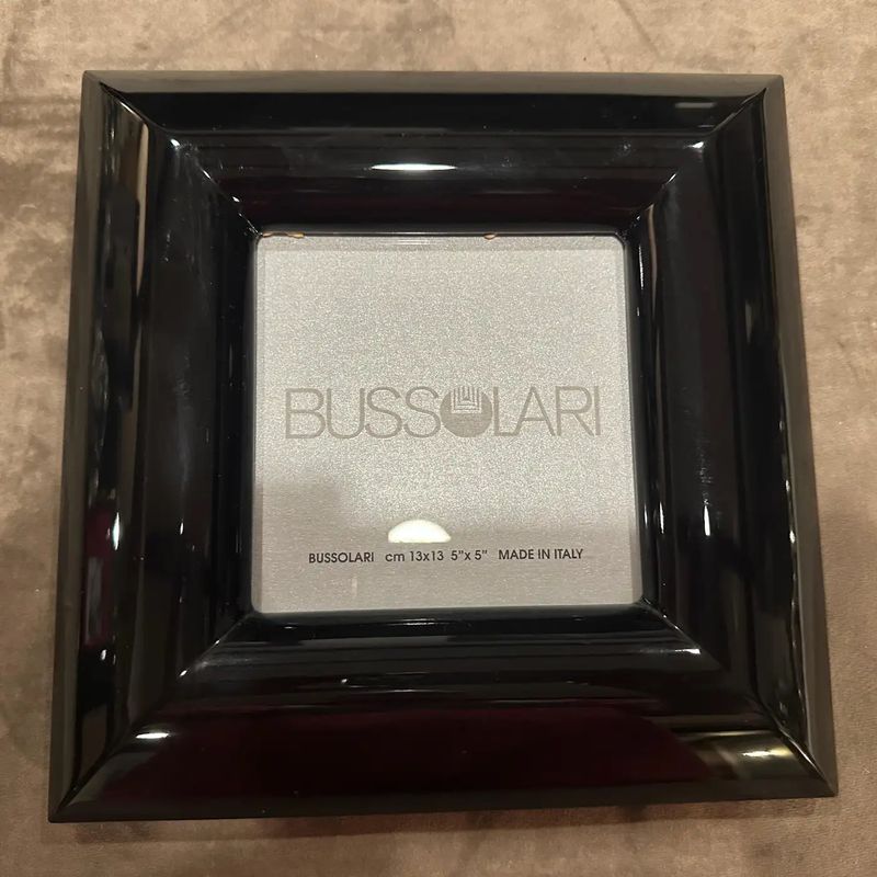1990s Modern Black Lacquered Wood Italian Square Picture Frame by Bussolari