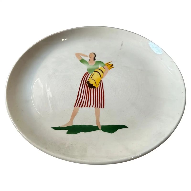 1930s Art Deco Guido Andlovitz for Laveno Round Ceramic Plate