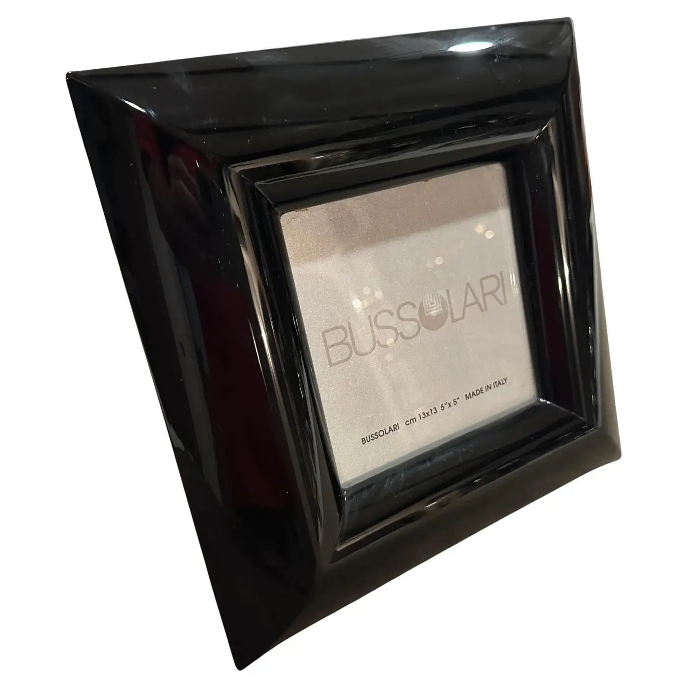 1990s Modern Black Lacquered Wood Italian Square Picture Frame by Bussolari