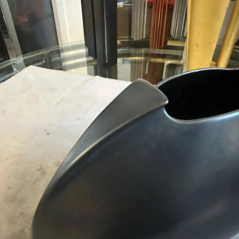 1990s Minimalist Black Porcelain Tasca Huge Vase by Lino Sabattini for Rosenthal
