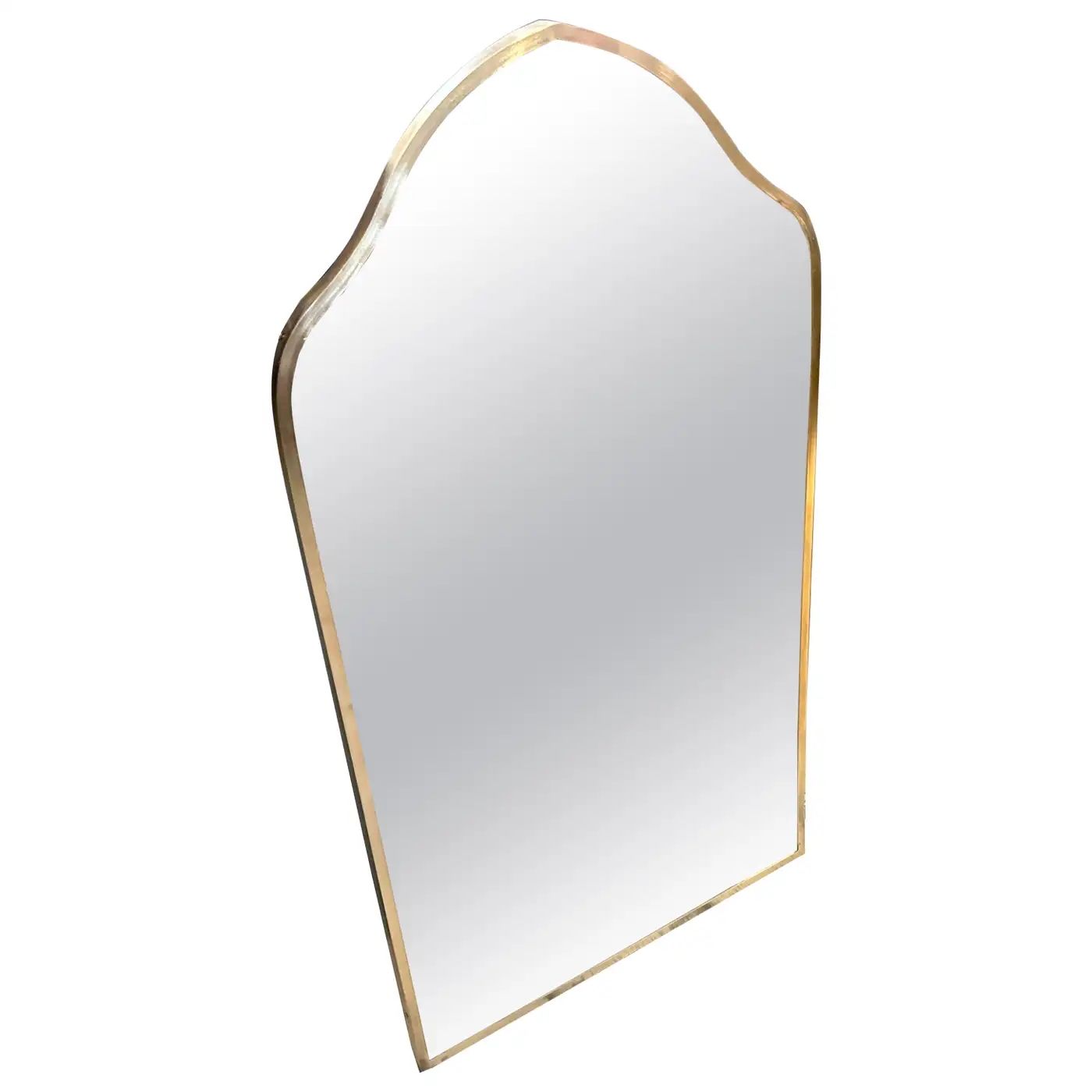 1950s Gio Ponti Style Mid-Century Modern Brass Italian Wall Mirror