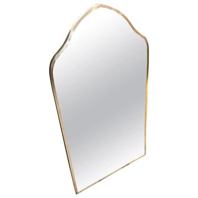 1950s Gio Ponti Style Mid-Century Modern Brass Italian Wall Mirror
