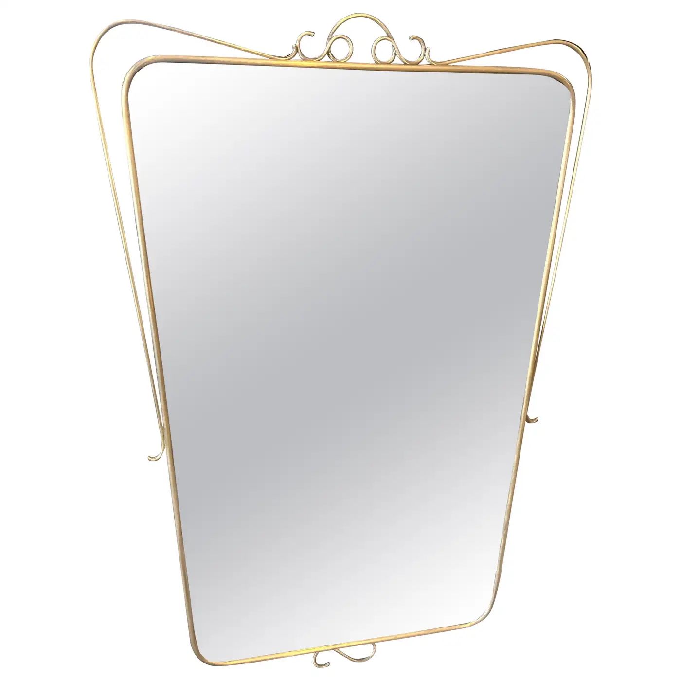 A 1950s Mid-Century Modern Brass Italian Wall Mirror in the Manner of Gio Ponti14