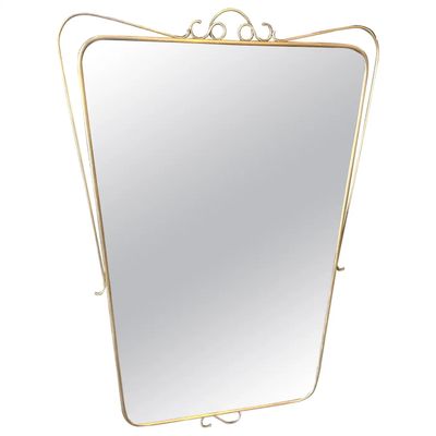 A 1950s Mid-Century Modern Brass Italian Wall Mirror in the Manner of Gio Ponti14