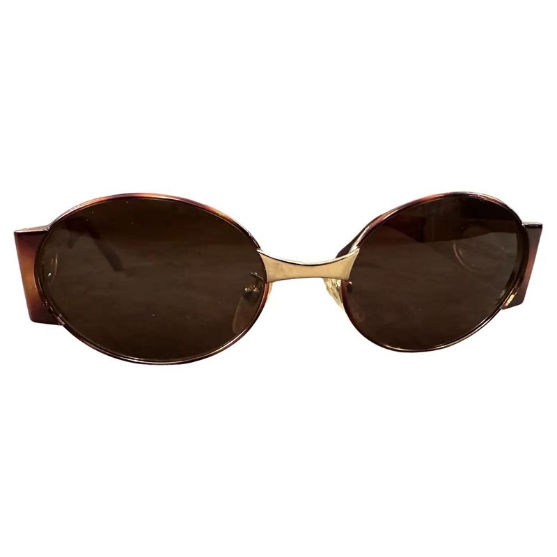1990s Gilded Metal and Faux Tortoiseshell Acetate Sunglasses By Furstenberg