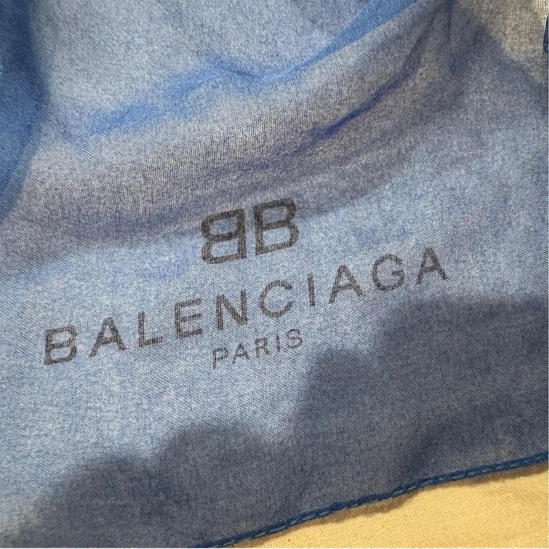 1990s Dark Navy and Royal Blue Long Scarf by Balenciaga Paris