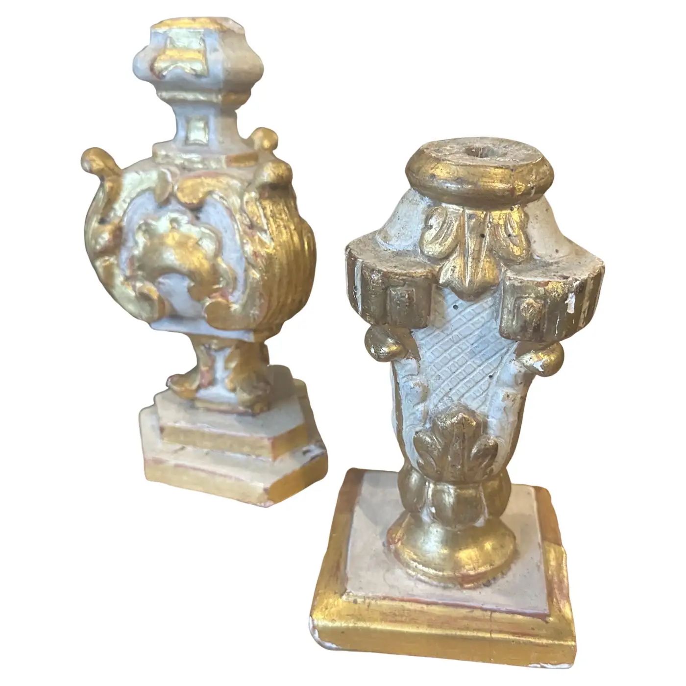 Two Louis XV White Lacquered and Gilded Wood Sicilian Palm Holders