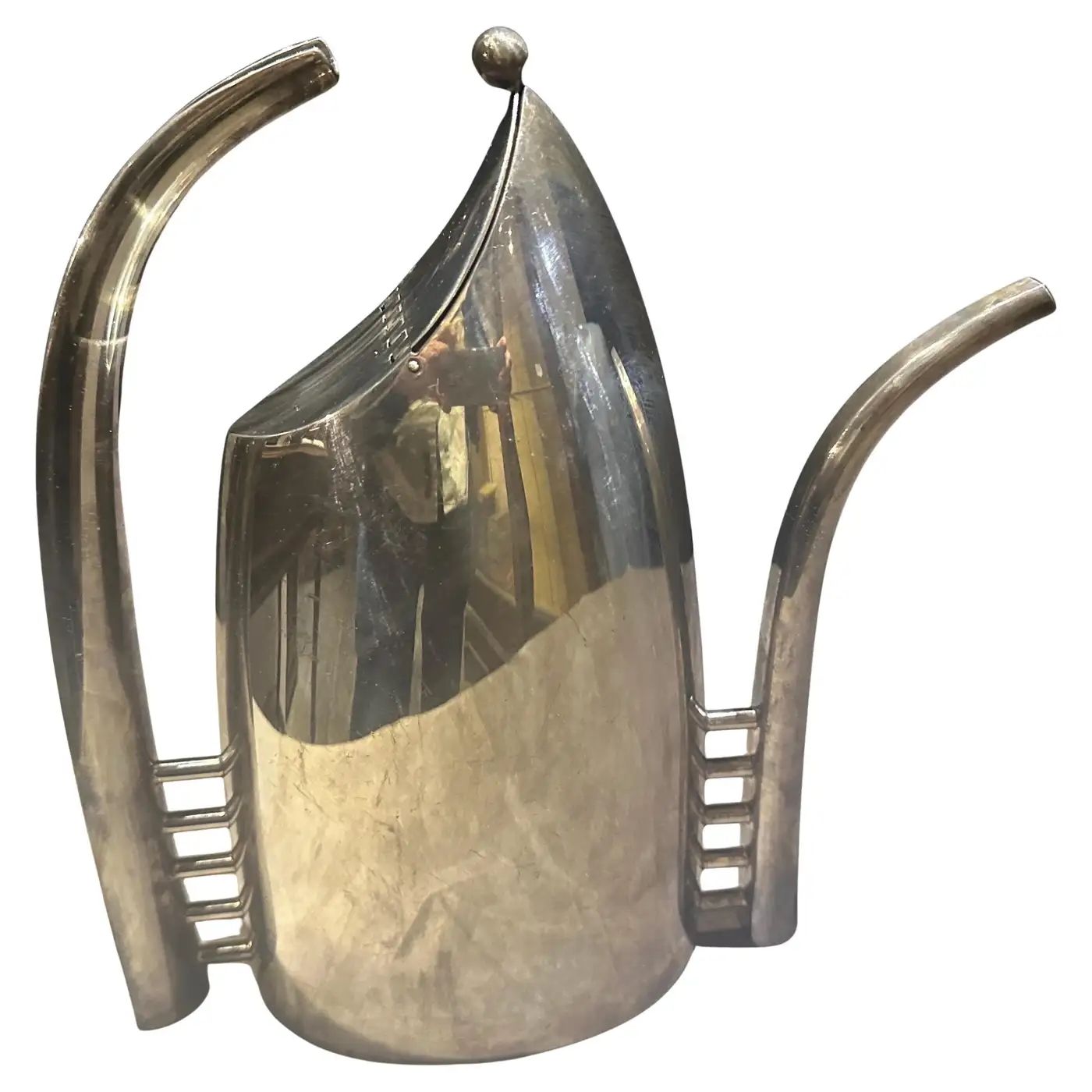 A 1989 Minimalist Silver Plated Fenice Coffee Pot Designed by Lino Sabattini