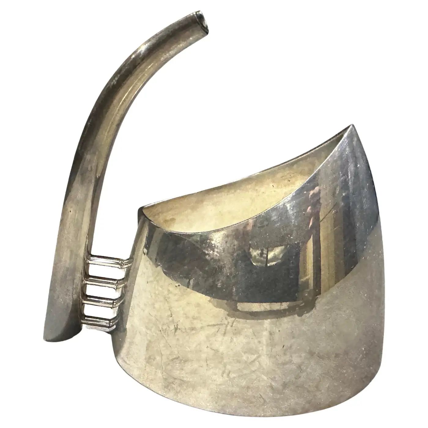 A 1989 Minimalist Silver Plated Fenice Milk Jug Designed by Lino Sabattini