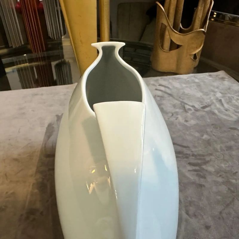 1990s Minimalist White Porcelain Tasca Vase by Lino Sabattini for Rosenthal