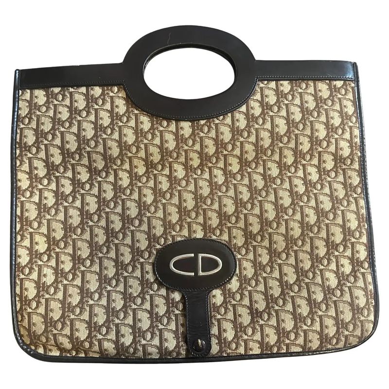 1990s Iconic Continuous Logo Christian Dior Hand Bag also Usable as a Clutch