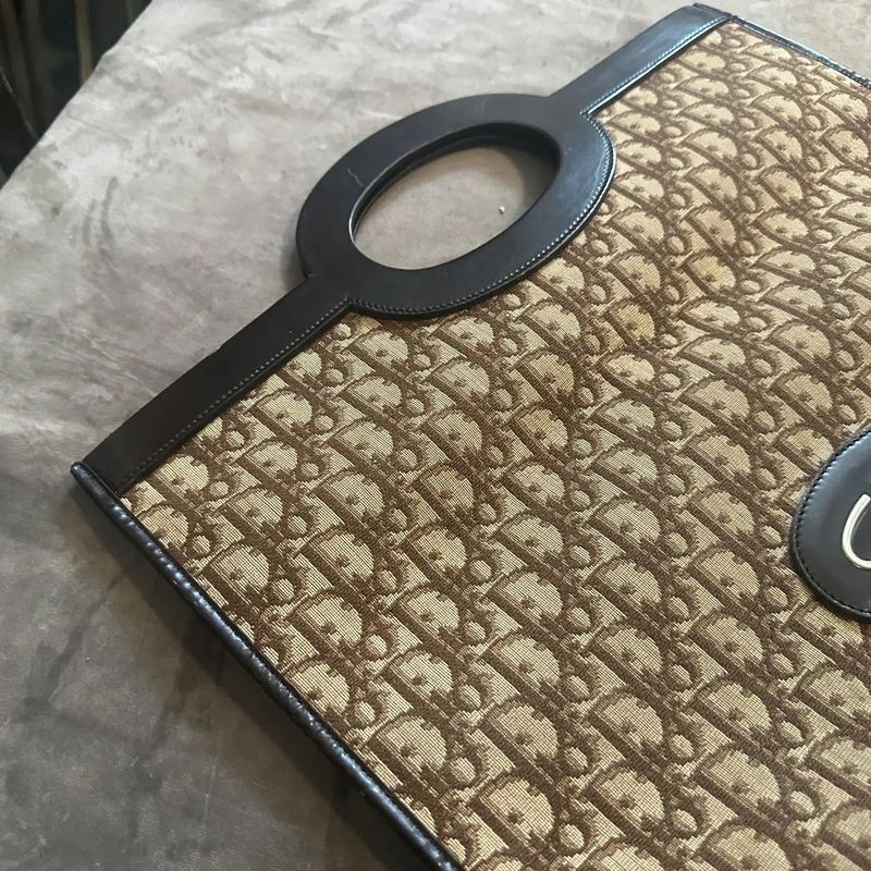 1990s Iconic Continuous Logo Christian Dior Hand Bag also Usable as a Clutch