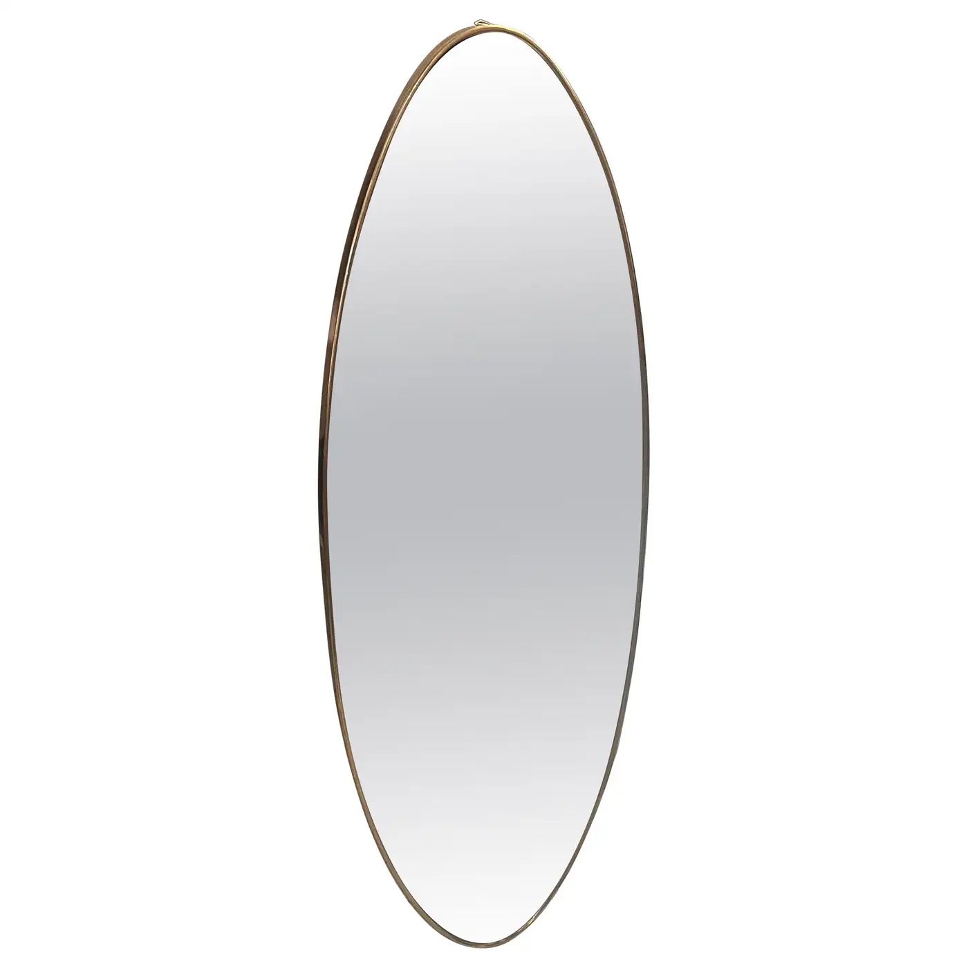 1950s Gio Ponti Style Mid-Century Modern Brass Italian Long Oval Wall Mirror 1950s Gio Ponti Style Mid-Century Modern Brass Italian Long Oval Wall Mirror