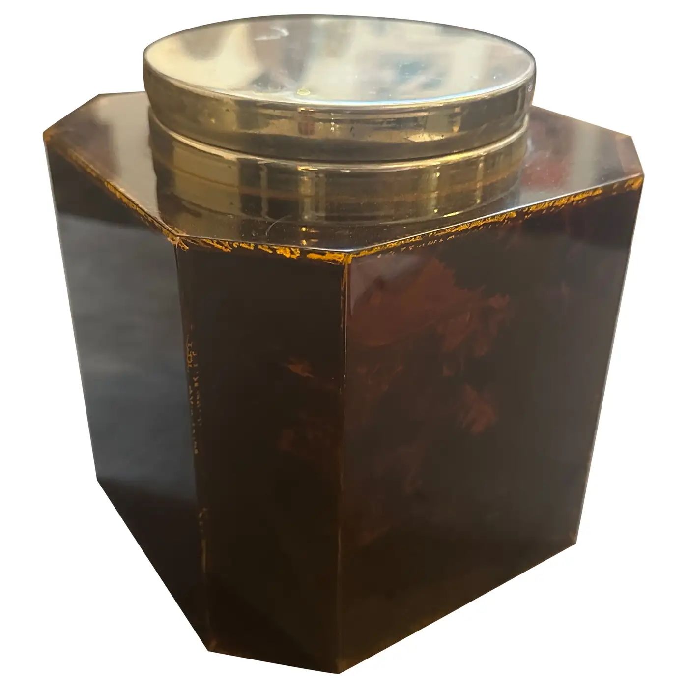 1970s Mid-Century Modern Fake Tortoiseshell Lucite Italian Ice Bucket