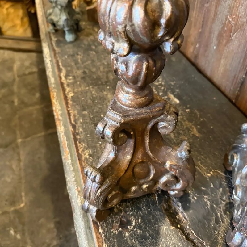 A pair of Louis XVI Hand-carved Wood Antique Sicilian Torcheres