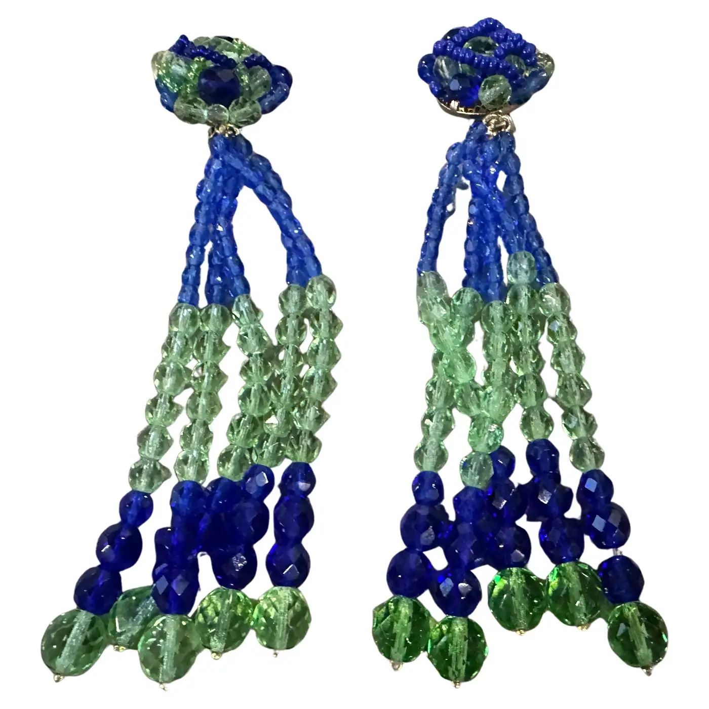 A Pair of 21st Century Coppola e Toppo Blue and Green Crystals Earrings