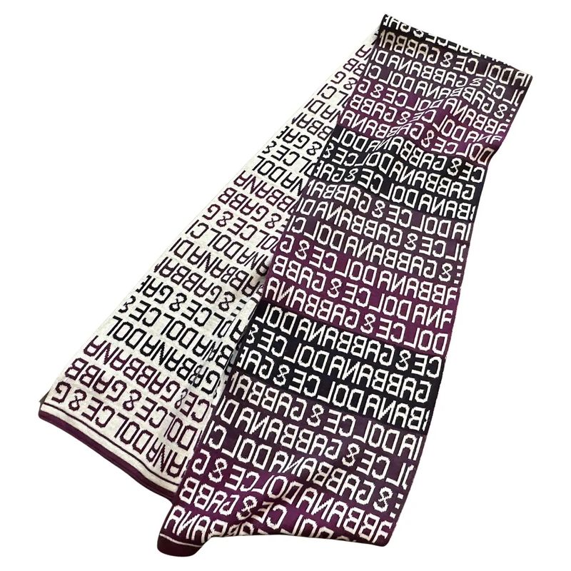 21st Century Burgundy Black and White Continuous Logo Scarf by Dolce & Gabbana
