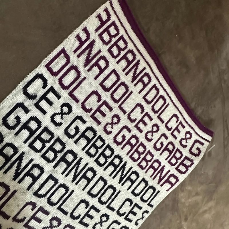21st Century Burgundy Black and White Continuous Logo Scarf by Dolce & Gabbana