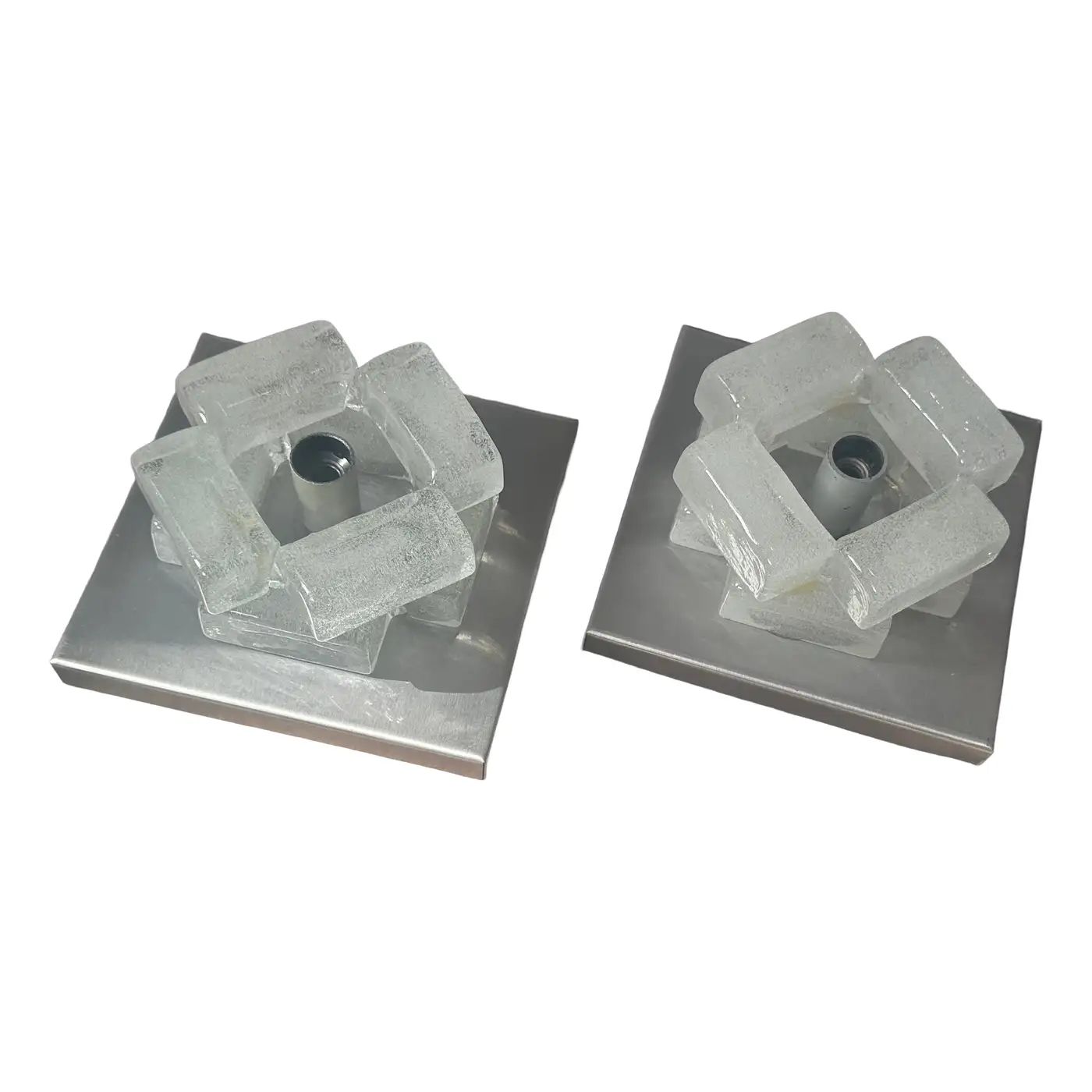 Two 1970s Space Age Murano Glass Square Wall Sconces by Albano Poli for Poliarte
