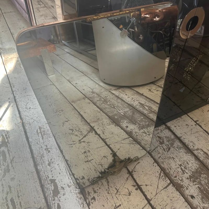 1940s Gio Ponti Style Mid-Century Modern Brass Italian Wall Mirror