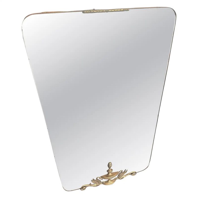 1940s Gio Ponti Style Mid-Century Modern Brass Italian Wall Mirror